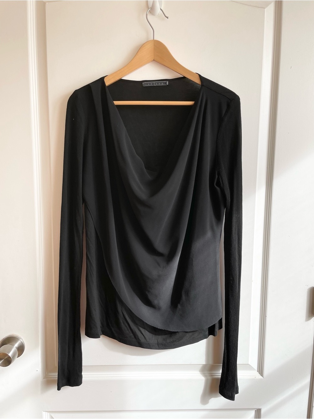 Velvet Spencer Graham Drapey Black Cowl Neck Top Size L